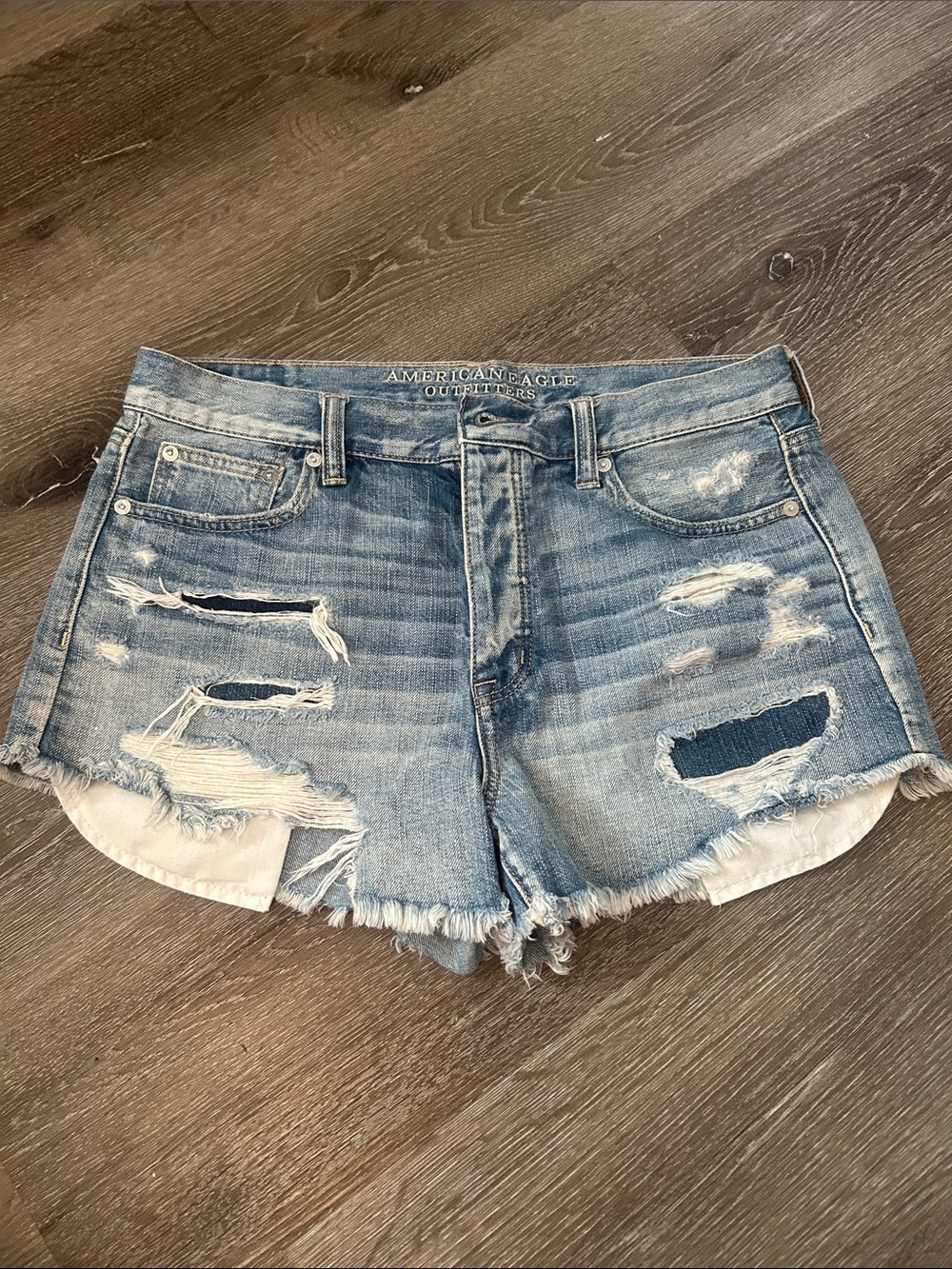American Eagle Outfitters Light Blue Distressed Denim Cutoffs